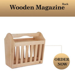 Apollo Wooden Magazine Rack Rubberwood Freestanding Holder With Handle For Books Newspapers Magazines - thumbnail 9