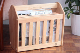 Apollo Wooden Magazine Rack Rubberwood Freestanding Holder With Handle For Books Newspapers Magazines - thumbnail 5