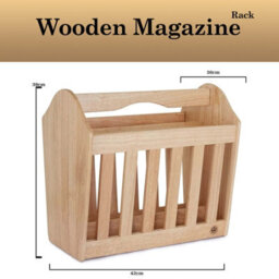 Apollo Wooden Magazine Rack Rubberwood Freestanding Holder With Handle For Books Newspapers Magazines - thumbnail 8