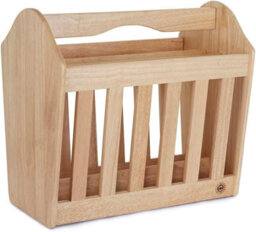 Apollo Wooden Magazine Rack Rubberwood Freestanding Holder With Handle For Books Newspapers Magazines - thumbnail 1