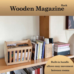 Apollo Wooden Magazine Rack Rubberwood Freestanding Holder With Handle For Books Newspapers Magazines - thumbnail 7