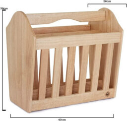 Apollo Wooden Magazine Rack Rubberwood Freestanding Holder With Handle For Books Newspapers Magazines - thumbnail 2