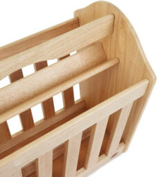 Apollo Wooden Magazine Rack Rubberwood Freestanding Holder With Handle For Books Newspapers Magazines - thumbnail 3