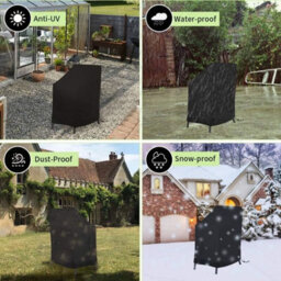 Waterproof Protective Cover For Stackable Garden Chairs With Integrated Drawstring, Oxford Black, 65 80 120Cm - thumbnail 3