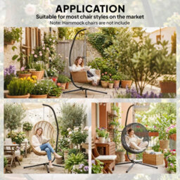Outsunny Hanging Egg Chair Stand Only, Hammock Chair C-Stand, Black - thumbnail 6