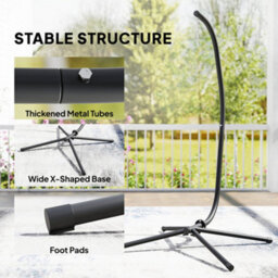 Outsunny Hanging Egg Chair Stand Only, Hammock Chair C-Stand, Black - thumbnail 4