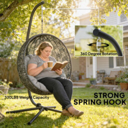 Outsunny Hanging Egg Chair Stand Only, Hammock Chair C-Stand, Black - thumbnail 5