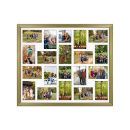 AK Frames 80X70Cm Gold Classic Multi Photo Frame With White Mount - Holds 20 Apertures (18X) 6X4, (2X) 4X4 Photos