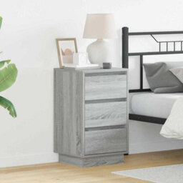 Berkfield Bedside Cabinet With Led Grey Sonoma 39X34.5X65 Cm Engineered Wood
