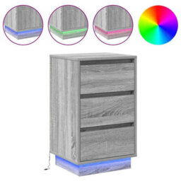 Berkfield Bedside Cabinet With Led Grey Sonoma 39X34.5X65 Cm Engineered Wood - thumbnail 4