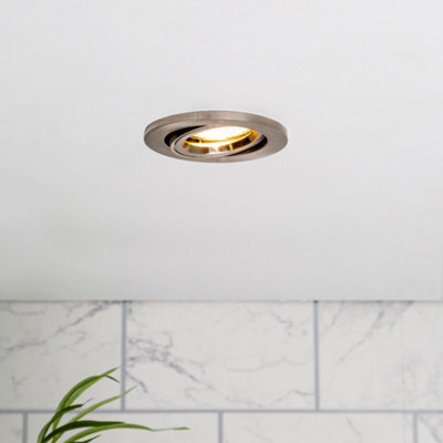 Litecraft 2 Pack Satin Chrome Modern Ip20 Fire Rated Adjustable Downlights - image 1