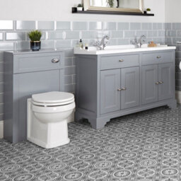 Homestylestore 1210mm Light Grey Bathroom Vanity Unit With Double Basin And Wc Unit With Back To Wall Toilet - thumbnail 1