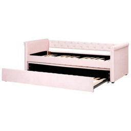 Beliani Trundle Bed Velvet Libourne 90 X 200 Cm (Eu Single) Pastel Pink - thumbnail 7