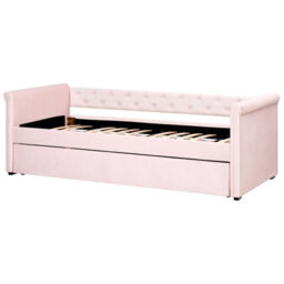 Beliani Trundle Bed Velvet Libourne 90 X 200 Cm (Eu Single) Pastel Pink - thumbnail 6