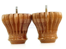 L&F Set Of 4 Replacement Furniture Bun Feet Dark Oak Stain Turned Wooden Legs 110mm High M8 (8mm) - thumbnail 3