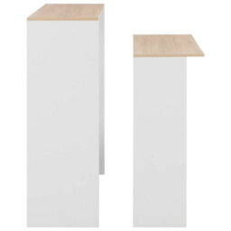 Berkfield Bar Table With 2 Table Tops White And Oak 130X40X120 Cm - thumbnail 6