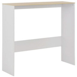 Berkfield Bar Table With 2 Table Tops White And Oak 130X40X120 Cm - thumbnail 7