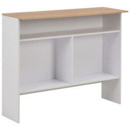 Berkfield Bar Table With 2 Table Tops White And Oak 130X40X120 Cm - thumbnail 8