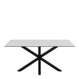 Wyld Haus Perth 160Cm White Ceramic Dining Table With Matte Black Metal Cross Base - 6 Seater - thumbnail 3