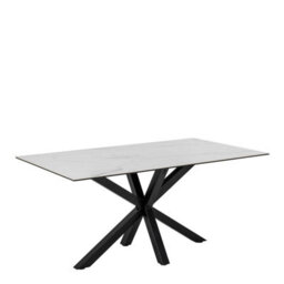Wyld Haus Perth 160Cm White Ceramic Dining Table With Matte Black Metal Cross Base - 6 Seater - thumbnail 2