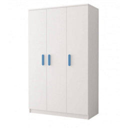 Arte Smyk 19 White Hinged Wardrobe 1200mm H1930mm D500mm With Blue Handles - Stylish Storage Solution - thumbnail 1