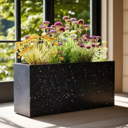 Woven Wood 90Cm Zinc Galvanised Blackstone Effect 60Cm Tall Trough Planter - thumbnail 3