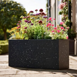 Woven Wood 90Cm Zinc Galvanised Blackstone Effect 60Cm Tall Trough Planter - thumbnail 2