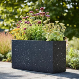 Woven Wood 90Cm Zinc Galvanised Blackstone Effect 60Cm Tall Trough Planter - thumbnail 1