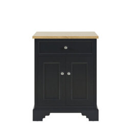 Homestylestore 645mm Black Grey And Oak Bathroom Vanity Unit With Chrome Round Handles - thumbnail 2