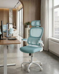 Beliani Modern Desk Chair Solis Blue - thumbnail 2