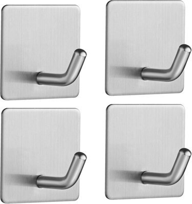 Pieces Adhesive Hooks, Wall-Mounted Stainless Steel Towel Rack For Kitchen, Bathroom, Rust-Resistant - image 1