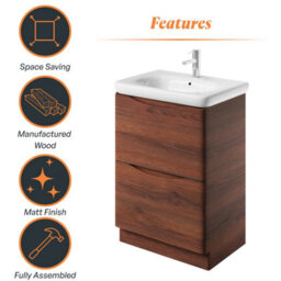 Plum&clay Eden Redwood Floorstanding Vanity Unit With Round Resin Basin (W)640mm - thumbnail 8