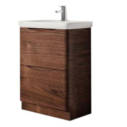 Plum&clay Eden Redwood Floorstanding Vanity Unit With Round Resin Basin (W)640mm - thumbnail 1