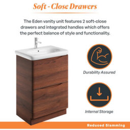 Plum&clay Eden Redwood Floorstanding Vanity Unit With Round Resin Basin (W)640mm - thumbnail 6
