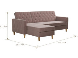 Dorel Liberty Sectional Futon With Storage Pink - thumbnail 3