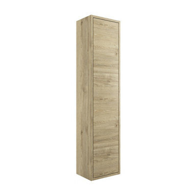 Grasmere Tall Havana Oak Effect Single Wall-Mounted Bathroom Cabinet (H)129.5Cm (W)30Cm - image 1