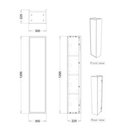 Grasmere Tall Havana Oak Effect Single Wall-Mounted Bathroom Cabinet (H)129.5Cm (W)30Cm - thumbnail 3
