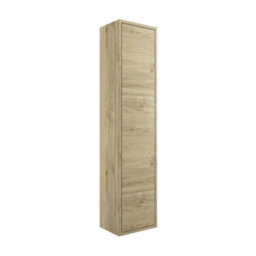 Grasmere Tall Havana Oak Effect Single Wall-Mounted Bathroom Cabinet (H)129.5Cm (W)30Cm - thumbnail 1