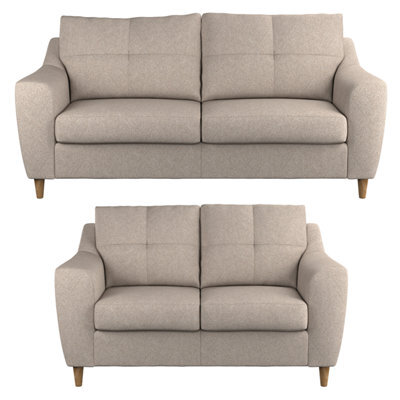 Furnishings For Less UK Baxter Oatmeal Tufted Fabric Sofa Suite 3 Seater And 2 Seater Sofa - image 1