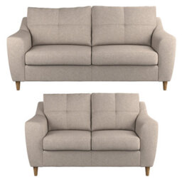 Furnishings For Less UK Baxter Oatmeal Tufted Fabric Sofa Suite 3 Seater And 2 Seater Sofa - thumbnail 1