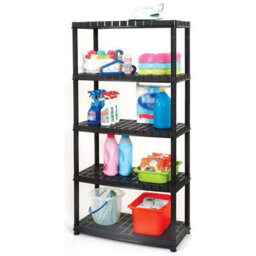 HEATON WHOLESALE 1 X Extra Large Black Plastic 5 Tier Compact Home Garage Storage Shelving Unit - thumbnail 3