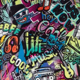 Printed Multicoloured Graffiti Cylinder Lamp Shade (D)30Cm - thumbnail 5