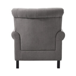 Living And Home Velvet Tufted Rolled Armrests And Black Oak Legs Armchair, Grey - thumbnail 5