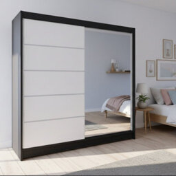 Talin 3 Sliding Wardrobe One Door Mirrored Body Black Front White With Rgb Led Lights - thumbnail 3