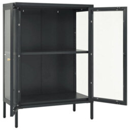 Berkfield Sideboard Anthracite 75X35X105 Cm Steel And Glass - thumbnail 6