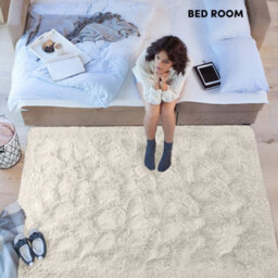 Ameha Cream Shaggy Fluffy Rug Extra Large Area 200 X 290 Cm Soft Rugs Livingroom Bedroom Carpets - thumbnail 9