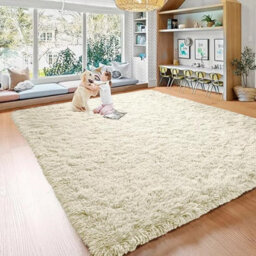 Ameha Cream Shaggy Fluffy Rug Extra Large Area 200 X 290 Cm Soft Rugs Livingroom Bedroom Carpets - thumbnail 5