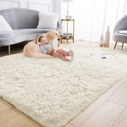 Ameha Cream Shaggy Fluffy Rug Extra Large Area 200 X 290 Cm Soft Rugs Livingroom Bedroom Carpets - thumbnail 4