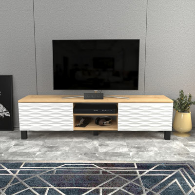 Decorotika Lukas Tv Stand Tv Unit For Tvs Up To 64 Inch Sapphire Oak And White - image 1