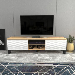 Decorotika Lukas Tv Stand Tv Unit For Tvs Up To 64 Inch Sapphire Oak And White